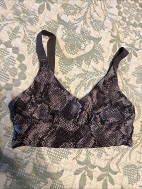 aerie Charcoal Snake-Print Seamless Bralette